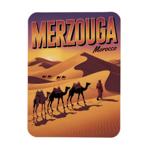 Retro Merzouga sahara camel ride morocco travel Magnet