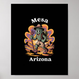 Retro Mesa Arizona Hiking Trail Adventure Cactus Poster
