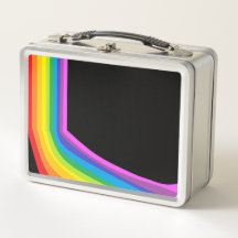 Retro Metal Lunch Box With Rainbow Design