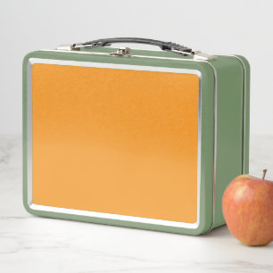 Retro Metal Lunchbox Minimalist Orange School Ca