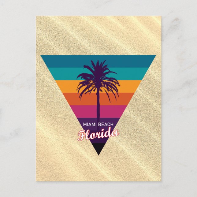Retro Miami Beach Florida Travel Postcard (Front)