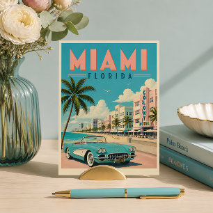 Retro Miami Florida Travel Poster Postcard