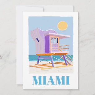 "Retro Miami Lifeguard: Vintage Beach Vibes Holiday Card