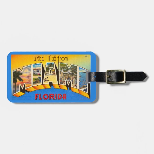 Retro Miami Luggage Tag (Front Horizontal)
