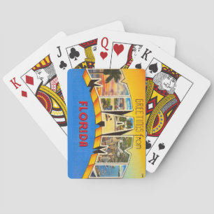 Retro Miami Postcard Playing Cards