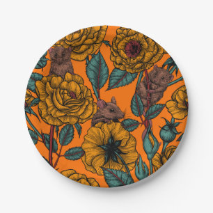 Retro mice party paper plate