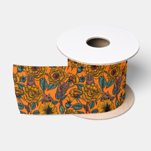 Retro mice party satin ribbon (Spool)