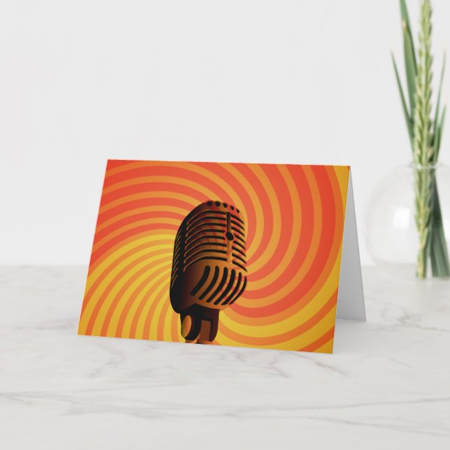 Retro Microphone custom greeting card (Front)