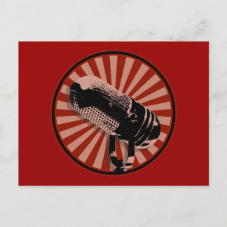Retro Microphone Graphic in Red Postcard