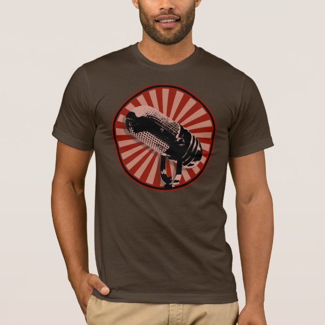 Retro Microphone Graphic in Red T-Shirt (Front)
