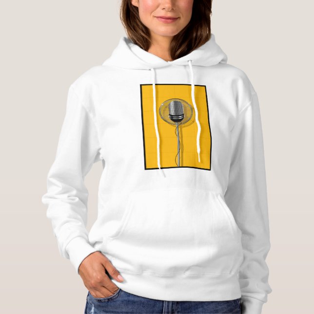 Retro Microphone on Bold Yellow Hoodie (Front)