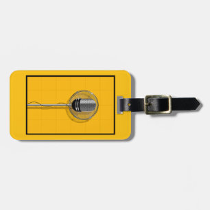 Retro Microphone on Bold Yellow Luggage Tag