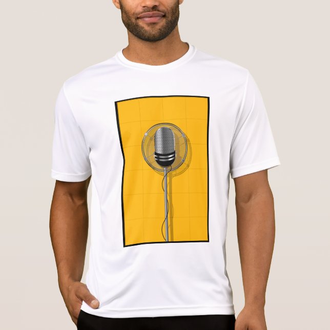Retro Microphone on Bold Yellow T-Shirt (Front)