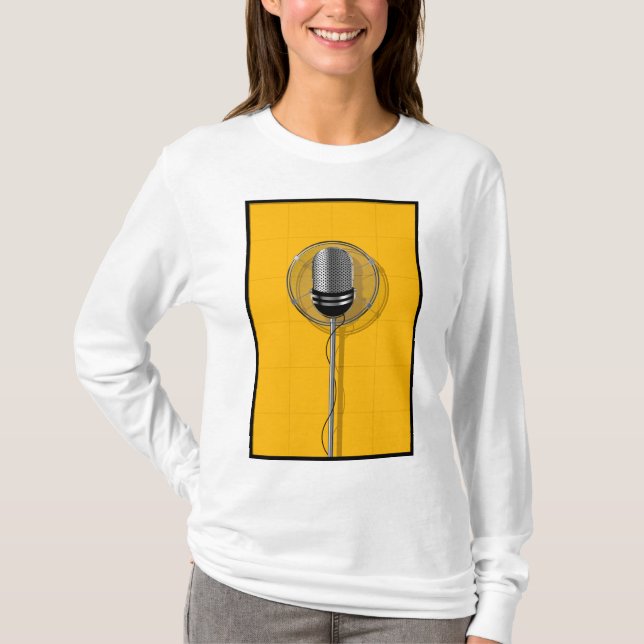Retro Microphone on Bold Yellow T-Shirt (Front)