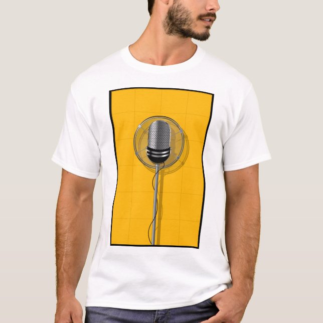 Retro Microphone on Bold Yellow T-Shirt (Front)