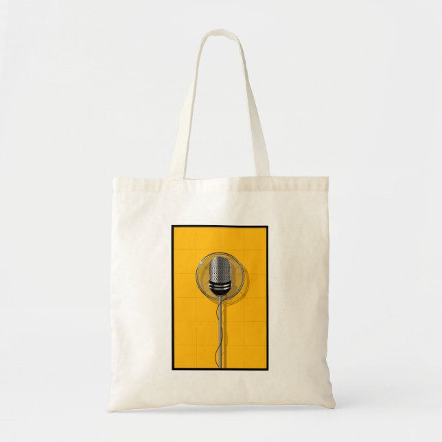 Retro Microphone on Bold Yellow Tote Bag (Front)