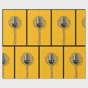 Retro Microphone on Bold Yellow Wrapping Paper