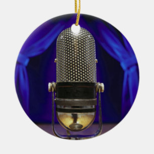 Retro Microphone & Stage Curtains Ceramic Tree Decoration