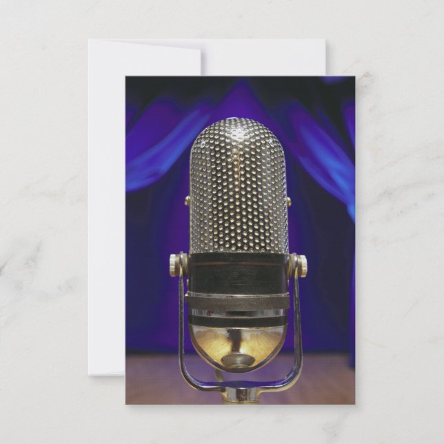 Retro Microphone & Stage Curtains Invitation (Front)