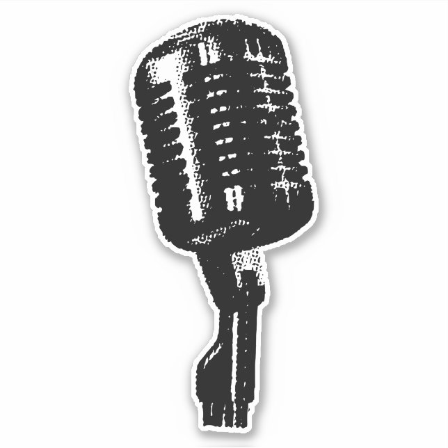 Retro Microphone Vibes – Sticker Magic (Front)