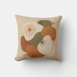 Retro Mid-Century Abstract Throw Pillow