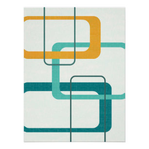 Retro Mid Century Atomic Age 23 Teal, Orange Poster