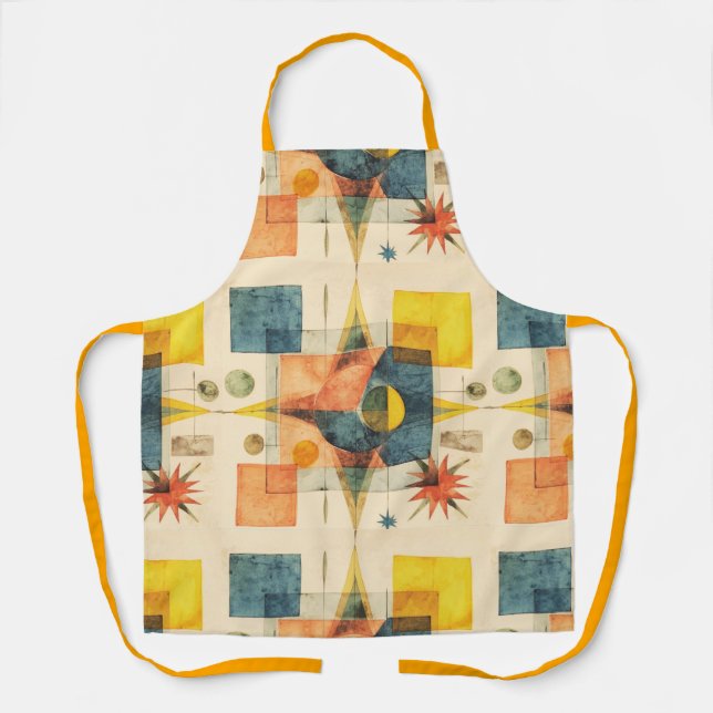 Retro Mid Century Atomic Geometric Pattern Apron (Front)