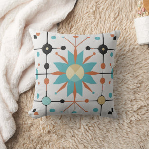 Retro Mid Century Atomic Geometric Pattern Cushion