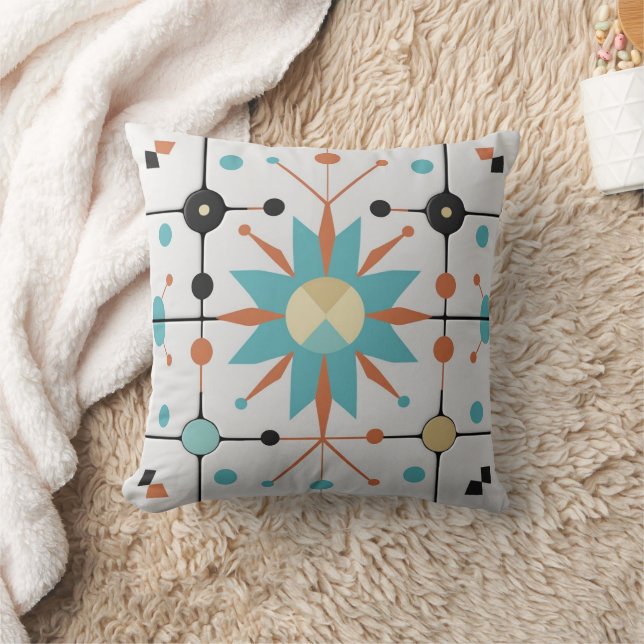 Retro Mid Century Atomic Geometric Pattern Cushion (Blanket)