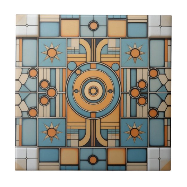 Retro Mid Century Atomic Geometric Pattern Tile (Front)