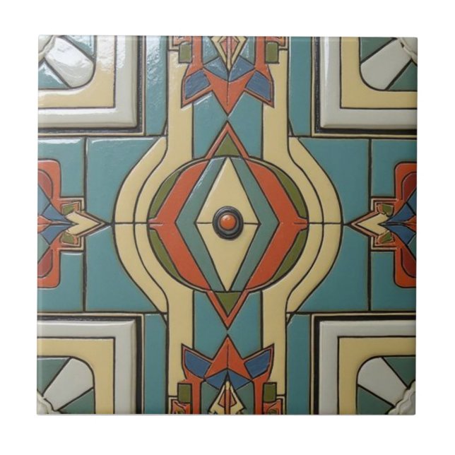 Retro Mid Century Atomic Geometric Pattern Tile (Front)