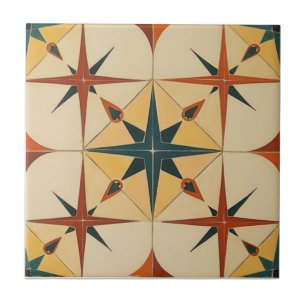 Retro Mid Century Atomic Geometric Pattern Tile