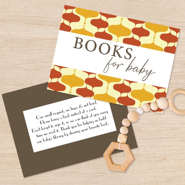 Retro Mid Century Baby Shower Book Request Card (Mid Century Modern Books for Baby Enclosure Card )