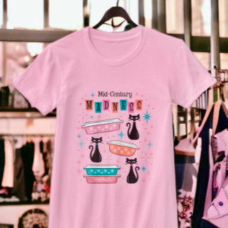 Retro Mid-Century Black Cats Vintage Pyrex T-Shirt