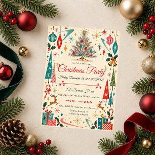 Retro Mid Century Christmas Party Invitation