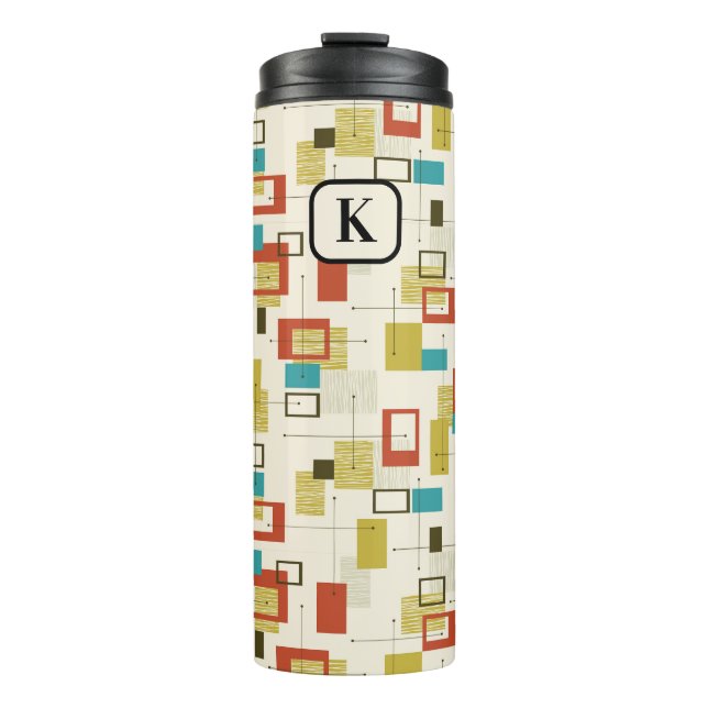 Retro Mid-Century Colourful Geometric Shapes Thermal Tumbler (Front)