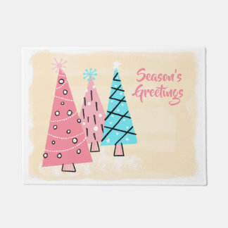 Retro Mid-century Colourful Holiday Trees Doormat