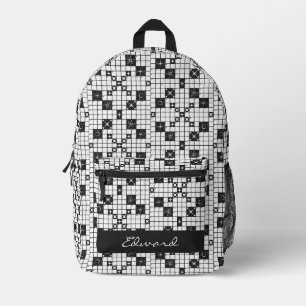 Retro Mid Century Crossword Puzzle Printed Backpack