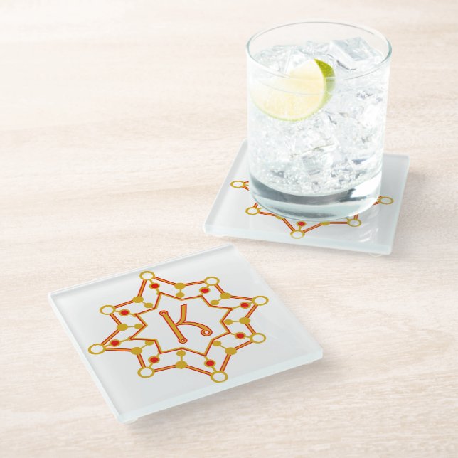 Retro Mid-Century Design Personalised Glass Coaster (Angled)