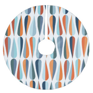 Retro mid-century, drop shapes pattern. brushed polyester tree skirt