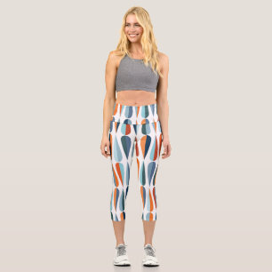 Retro mid-century, drop shapes pattern. capri leggings