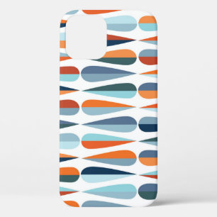 Retro mid-century, drop shapes pattern. iPhone 12 case