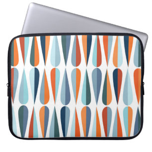 Retro mid-century, drop shapes pattern. laptop sleeve