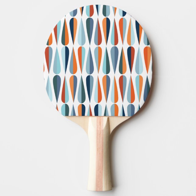 Retro mid-century, drop shapes pattern. ping pong paddle (Front)