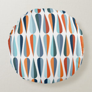 Retro mid-century, drop shapes pattern. round cushion