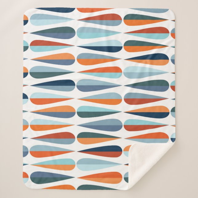 Retro mid-century, drop shapes pattern. sherpa blanket (Front)