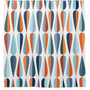 Retro mid-century, drop shapes pattern. shower curtain