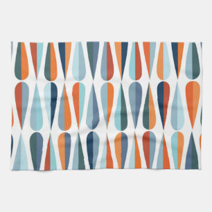 Retro mid-century, drop shapes pattern. tea towel
