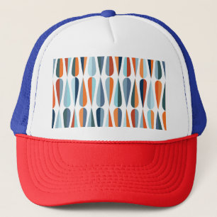 Retro mid-century, drop shapes pattern. trucker hat