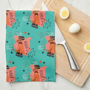 Retro Mid Century Ethnic African Art Tea Towel